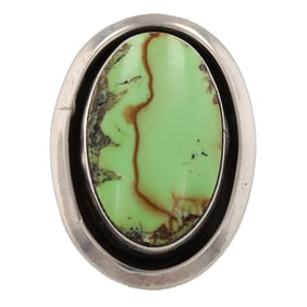 Signed Navajo Sterling Gaspeite Ring Sz. 7.25