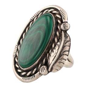 A Chapo Navajo Sterling Malachite Ring Sz. 6.25