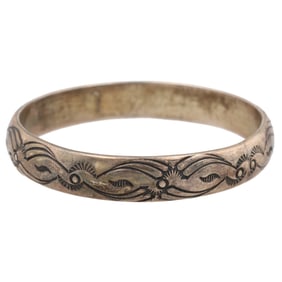 Vintage Hand Made Navajo Stamped Sterling Bracelet