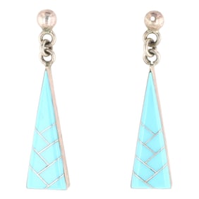 Roger Skeet Jr. Sterling Turquoise Inlay Earrings