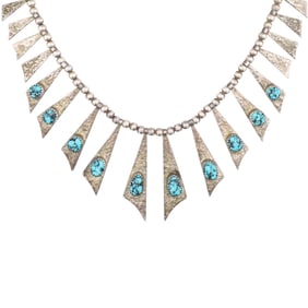 Antoinette Platero Laguna Sterling Turquoise Fringe Necklace