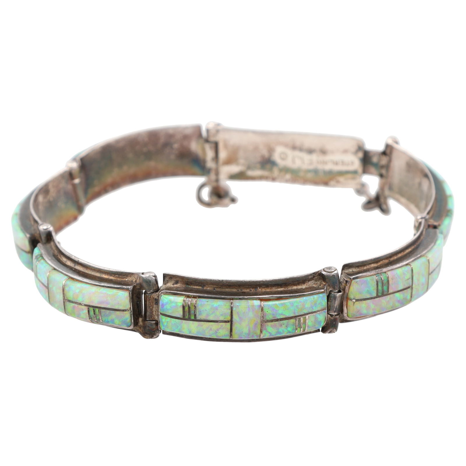 E. Yazzie Navajo Sterling Opal Inlay Bracelet (1 of 7)