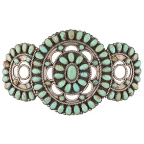 Bernice Bonney Navajo Sterling Turquoise Cluster Hair Clip