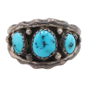 Sharon Cisco Navajo Sterling Turquoise Ring Sz. 8.25