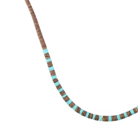 Arlene Renee Calabaza Kewa Turquoise Shell Heishi Necklace
