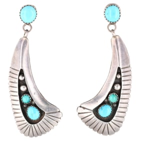 Cecil Sanders Navajo Sterling Turquoise Shadow Box Earrings