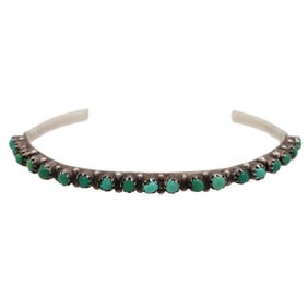 Vintage Zuni Sterling Turquoise Cuff Bracelet