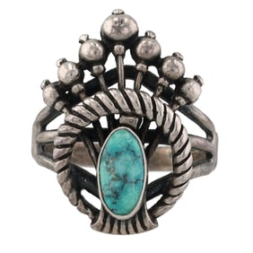Southwest Sterling Turquoise Ring Sz. 6.75