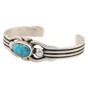 Wilson Begay Navajo Sterling Turquoise Cuff Bracelet