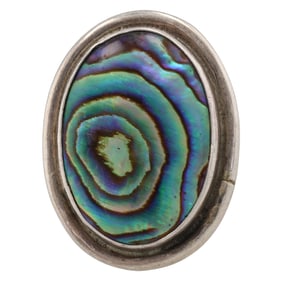 Signed Navajo Sterling Abalone Ring Sz. 9.5