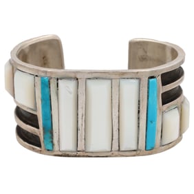Gilbert Ortega Sterling Multi Stone Cuff Bracelet