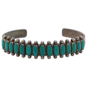 Vintage Navajo Sterling Turquoise Cuff Bracelet