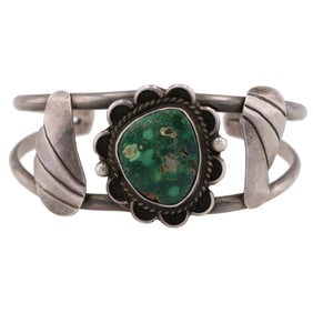 Vintage Navajo Sterling Turquoise Cuff Bracelet
