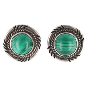 Sam W. Graves Navajo Sterling Malachite Stud Earrings