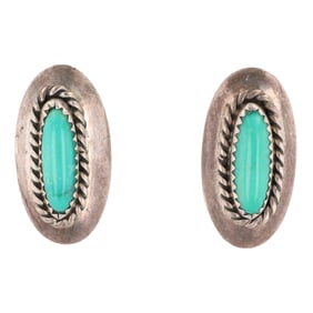 Gene Nataan Navajo Sterling Turquoise Stud Earrings