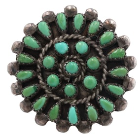 Vintage Zuni Sterling Turquoise Cluster Ring Sz. 7.5