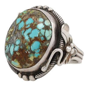 Kevin Willie Navajo Sterling Number 8 Turquoise Ring Sz. 7.5