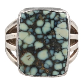 Signed Navajo Sterling Turquoise Ring Sz. 7