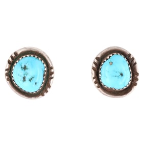 Vintage Navajo Sterling Turquoise Stud Earrings