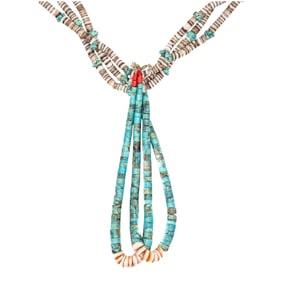 Santo Domingo Pueblo Multi Strand Heishi Jacla Necklace