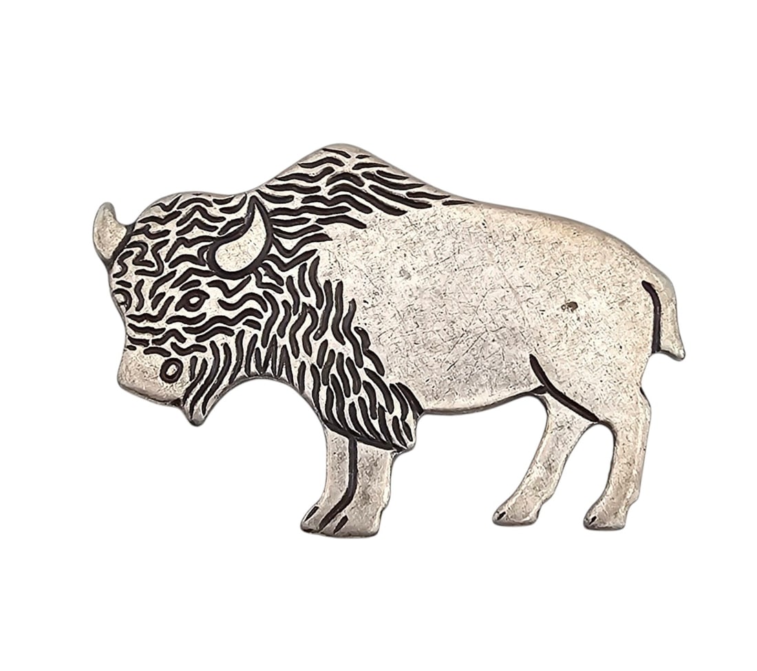 Native American Nickel Buffalo Brooch: Native American Nickel Buffalo Brooch 9g