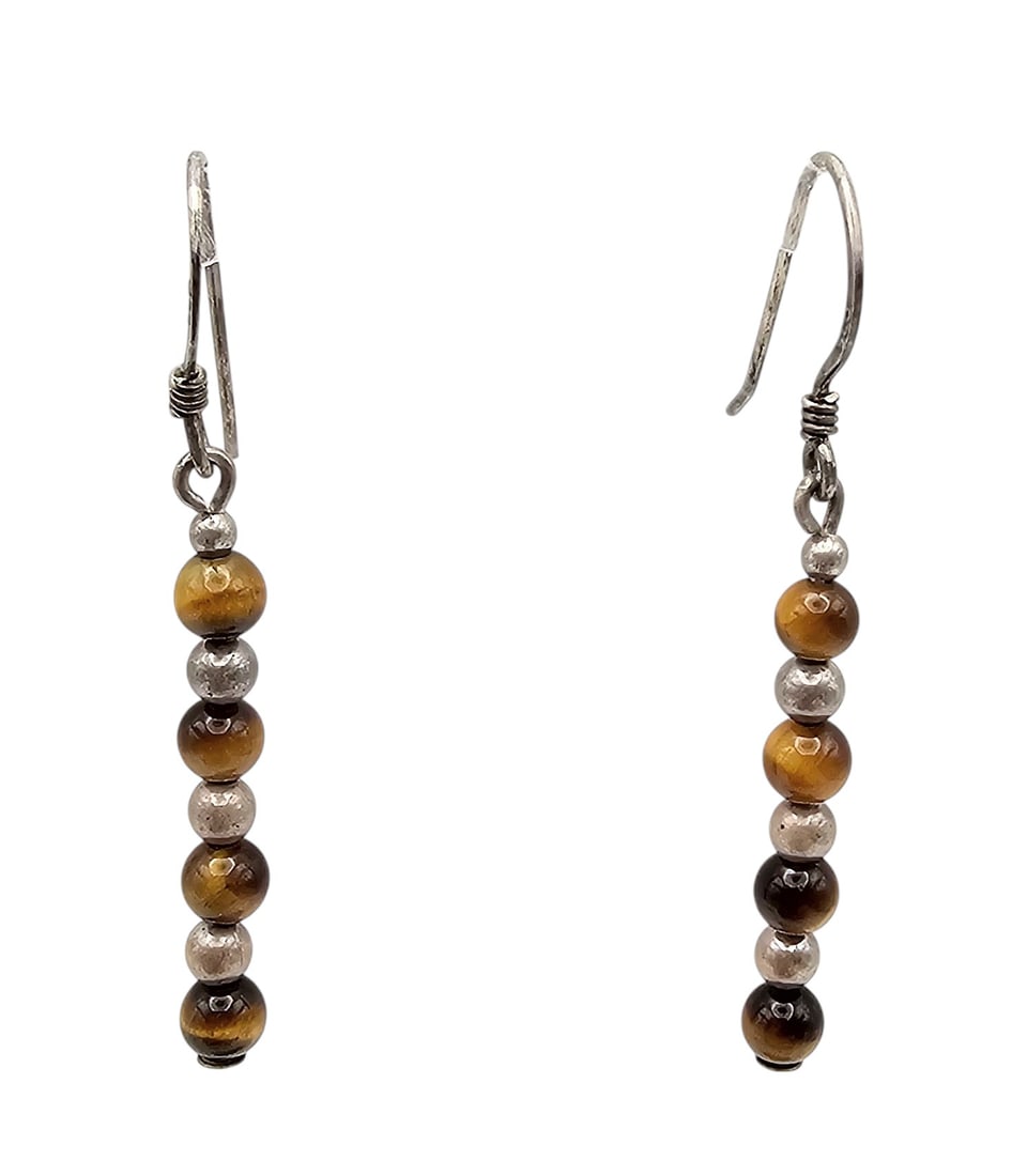 Native American Tigers Eye Sterling Dangle Earrings (1 of 3)
