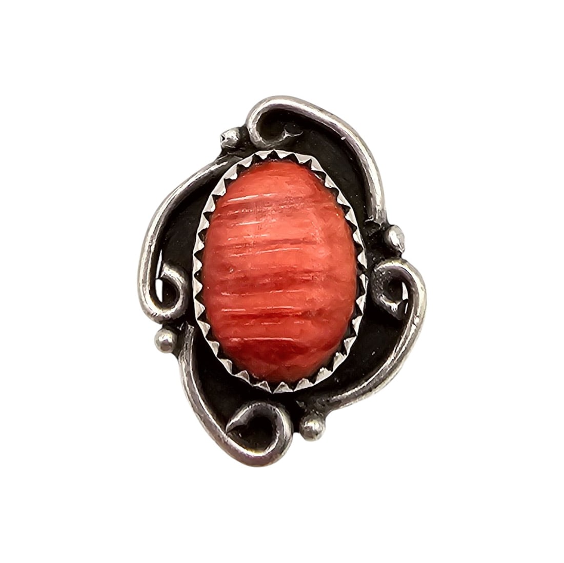 Signed Navajo Spiny Oyster Sterling Ring Sz 4.75 (1 of 4)