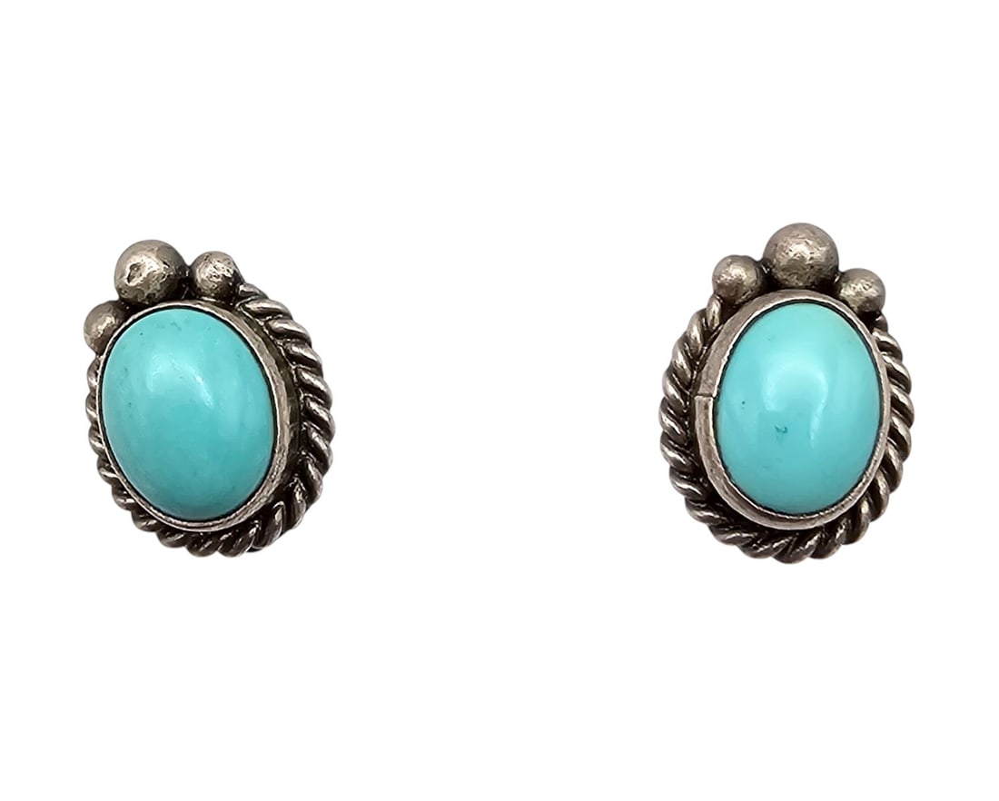 Jamison Kee Navajo Turquoise Sterling Stud Earrings (1 of 4)