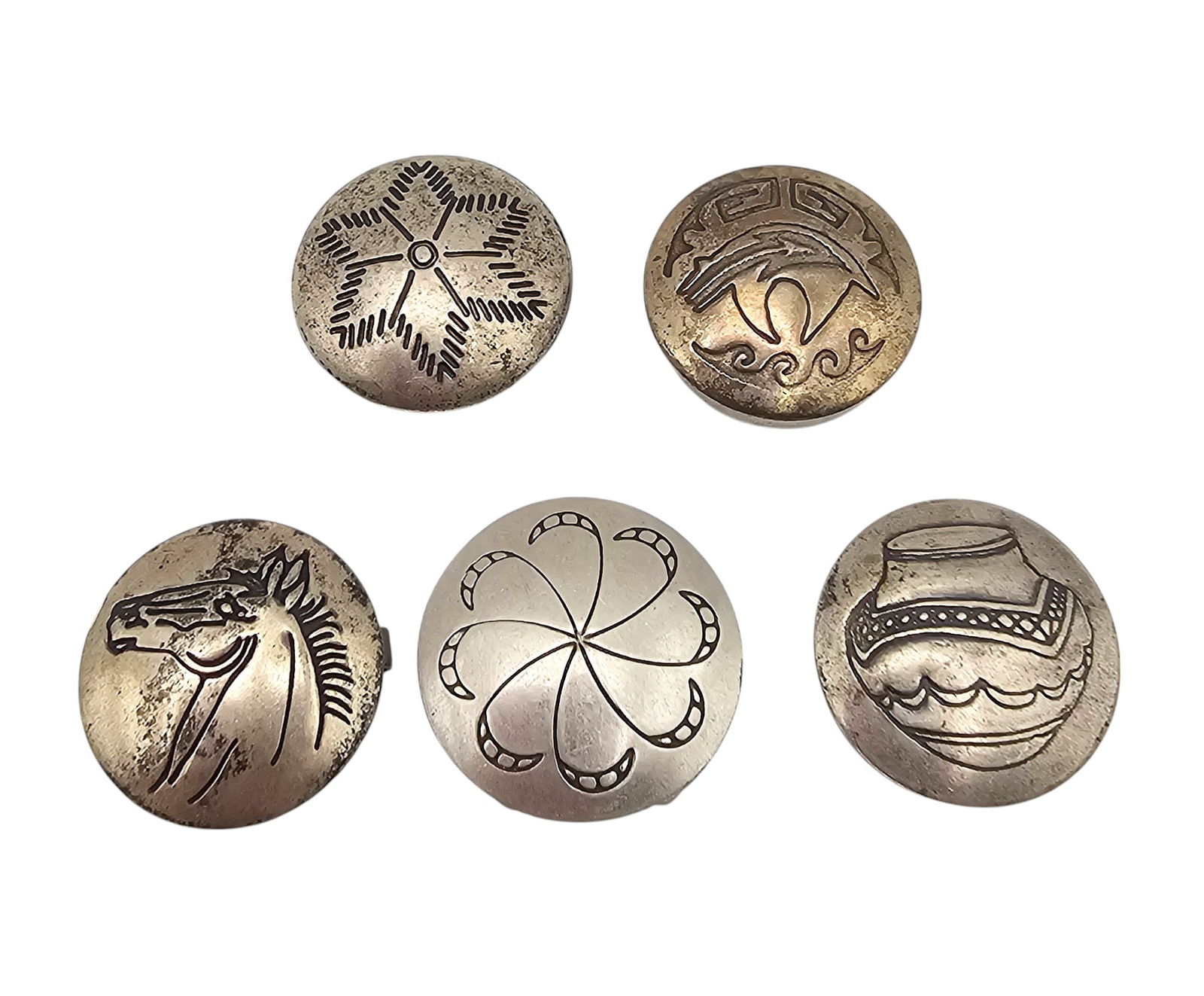 Vintage Native American Sterling Button Covers (1 of 4)