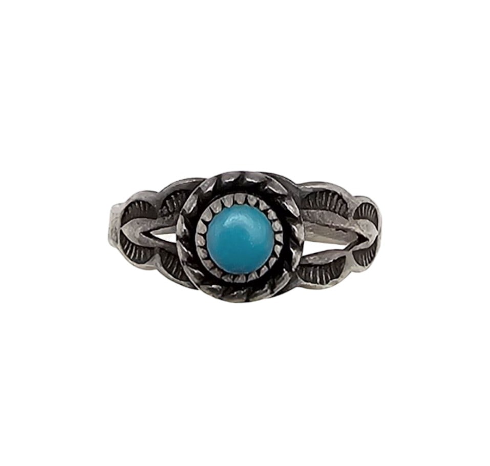 Bell Trading Post Turquoise Sterling Silver Ring Size 2.5 (1 of 4)