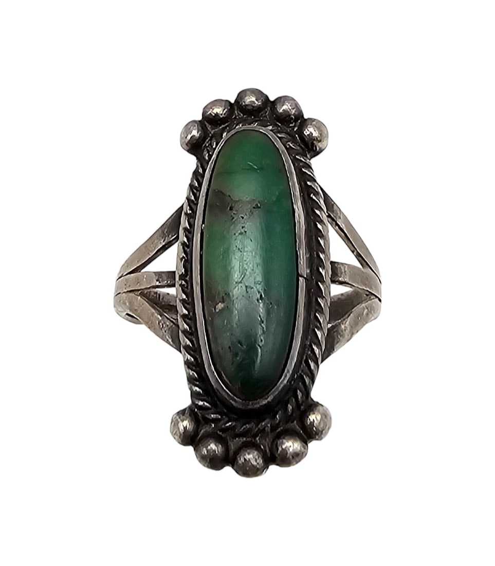 Vintage Native Turquoise Sterling Silver Ring Size 5.5 (1 of 4)