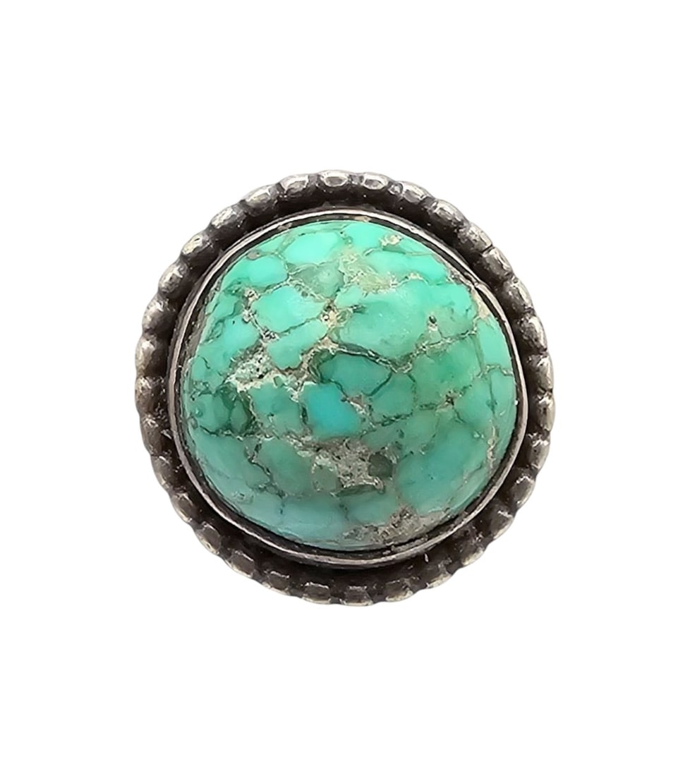 Vintage Native Turquoise Sterling Silver Ring Size 6.5 (1 of 4)