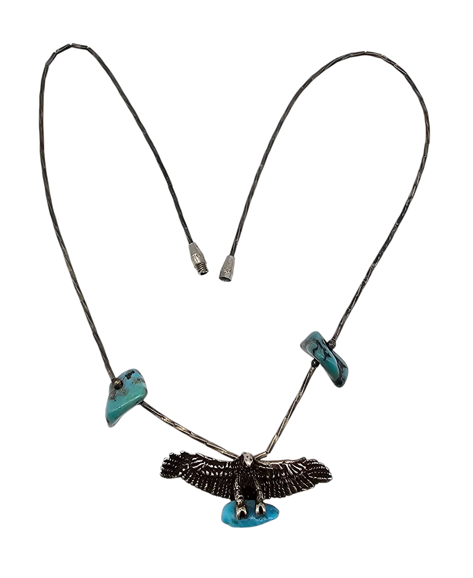 Native Turquoise Liquid Silver Sterling Silver Eagle Necklace (1 of 4)