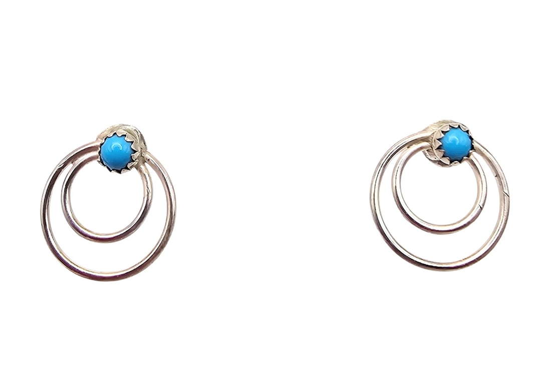 Sylvia Chee Turquoise Snake Eye Sterling Silver Earrings: Sylvia Chee Turquoise Snake Eye Sterling Silver Earrings 1 G
