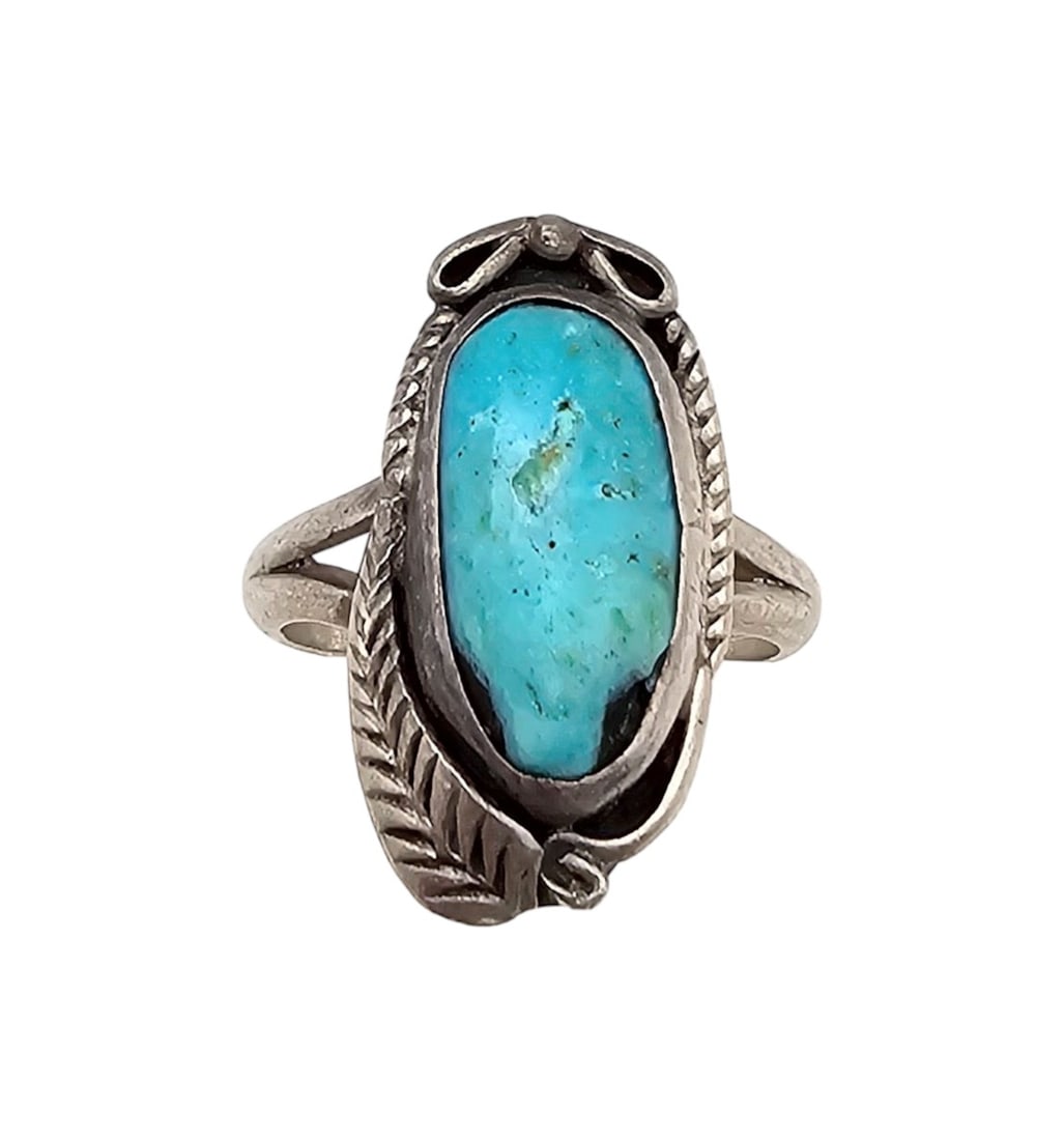 Signed Native Turquoise Sterling Silver Ring Size 5 (1 of 4)