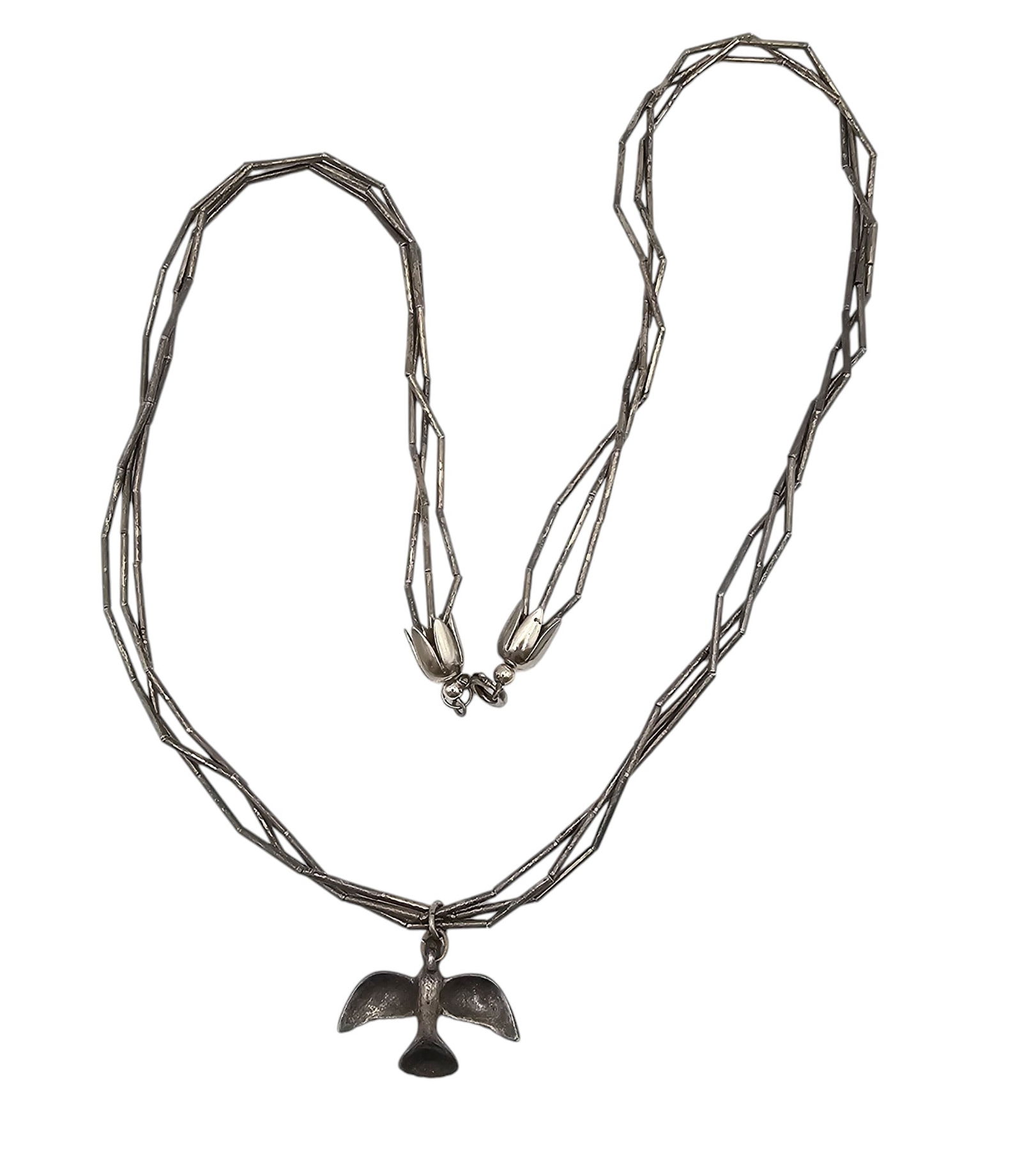 Southwestern Liquid Silver Sterling Silver Multi Strand Bird Necklace (1 of 3)