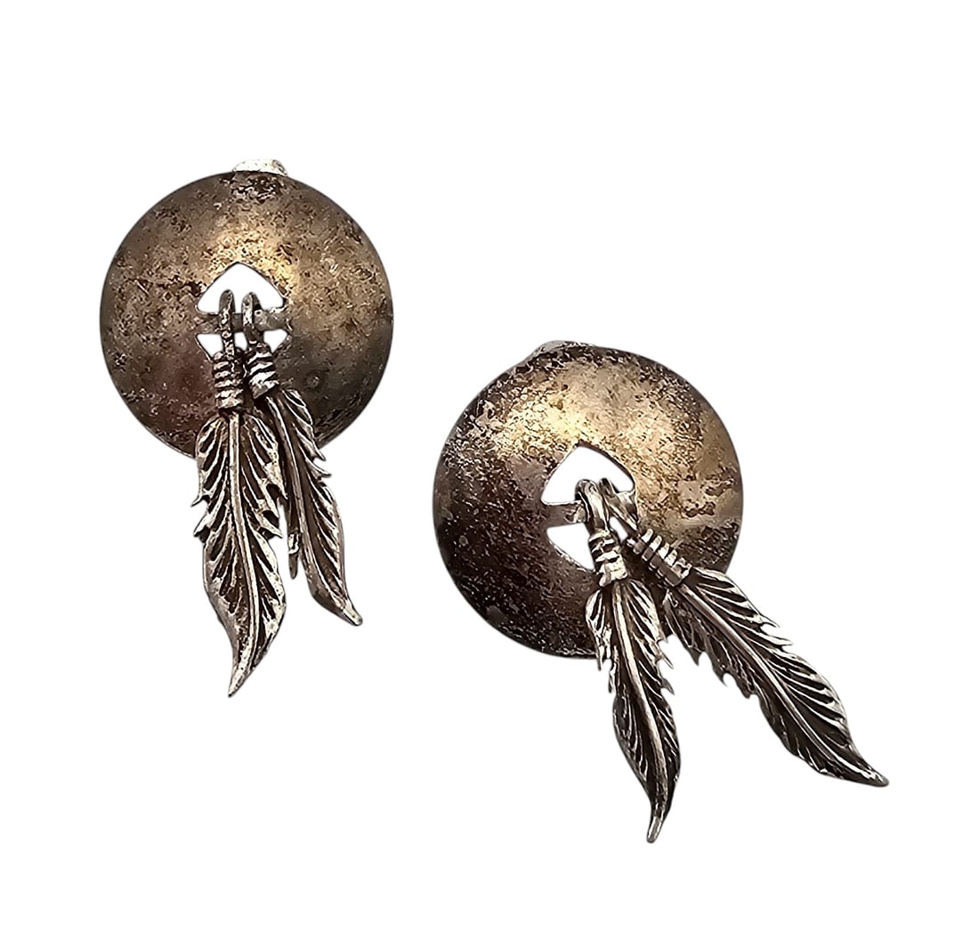 Native Sterling Silver Feather Drop Dangle Earrings (1 of 4)