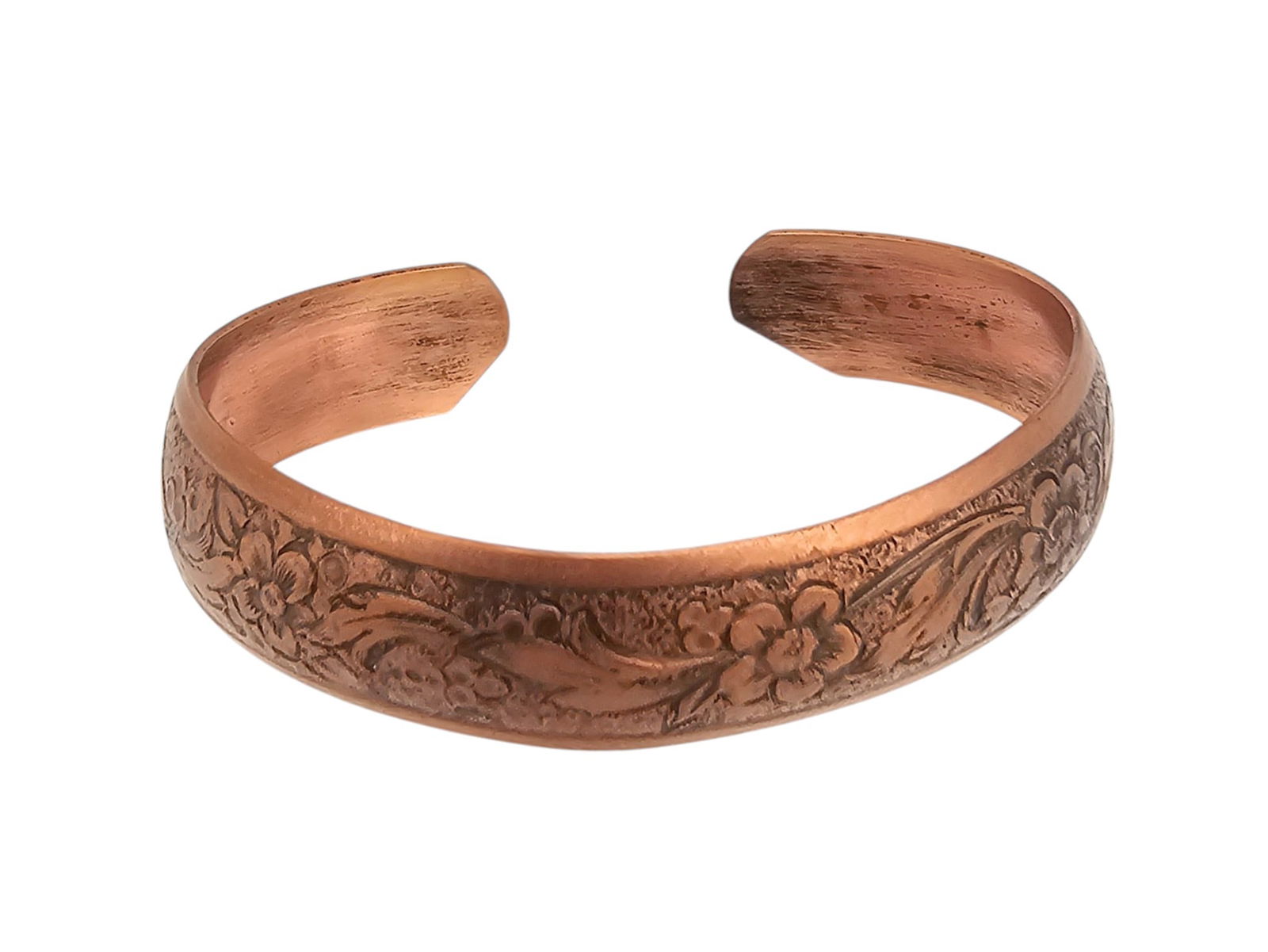 Southwestern Copper Stamped Floral Cuff Bracelet (1 of 4)