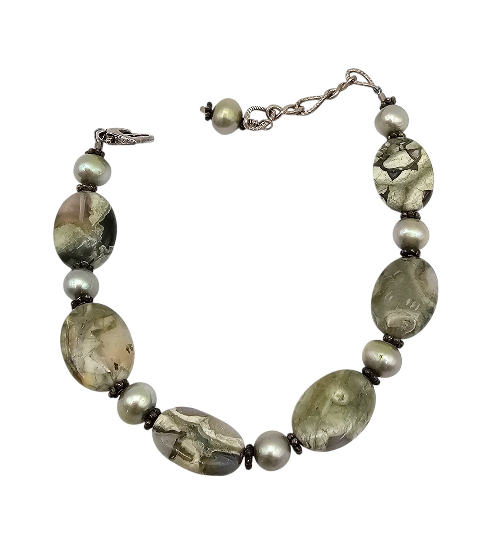 Agate Sterling Silver Southwestern Bracelet: Agate Sterling Silver Southwestern Bracelet 15.1 G