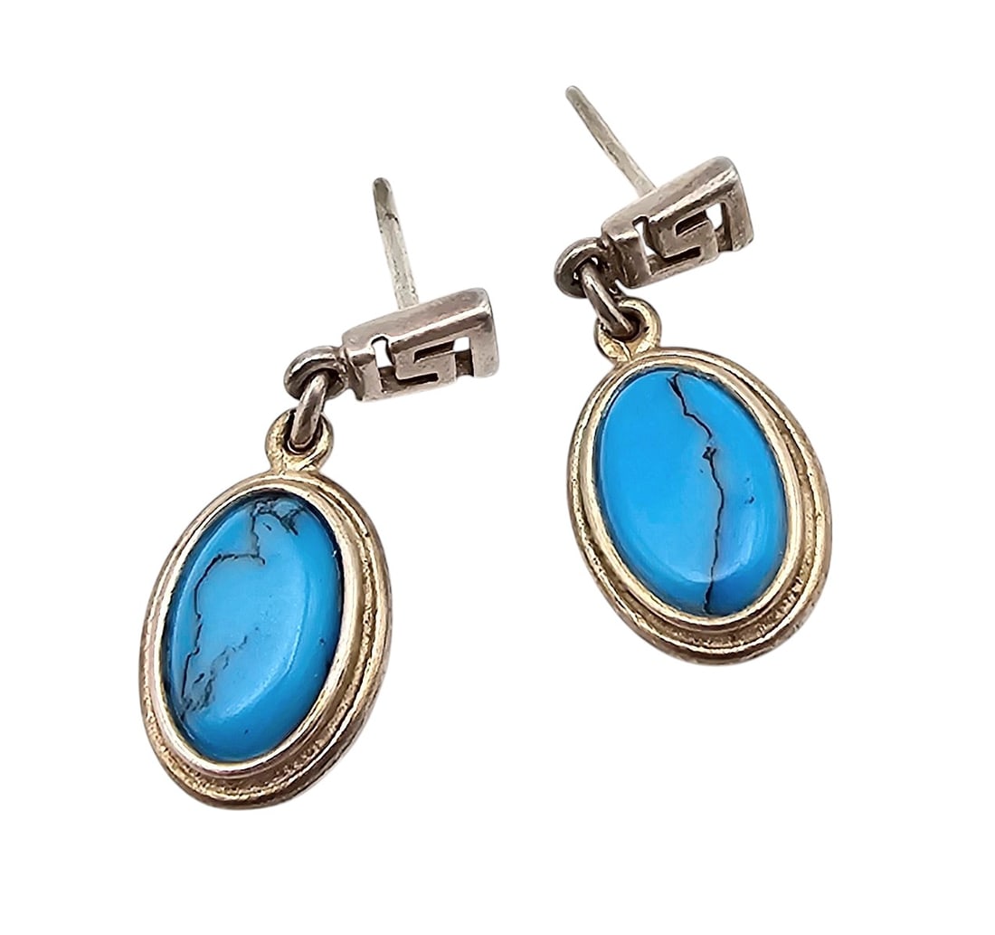 Native Turquoise Sterling Silver Drop Dangle Earrings (1 of 4)