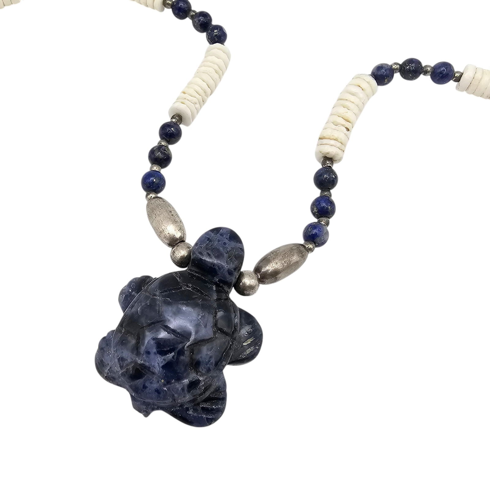 Southwestern Sodalite Shell Turtle Necklace (1 of 3)