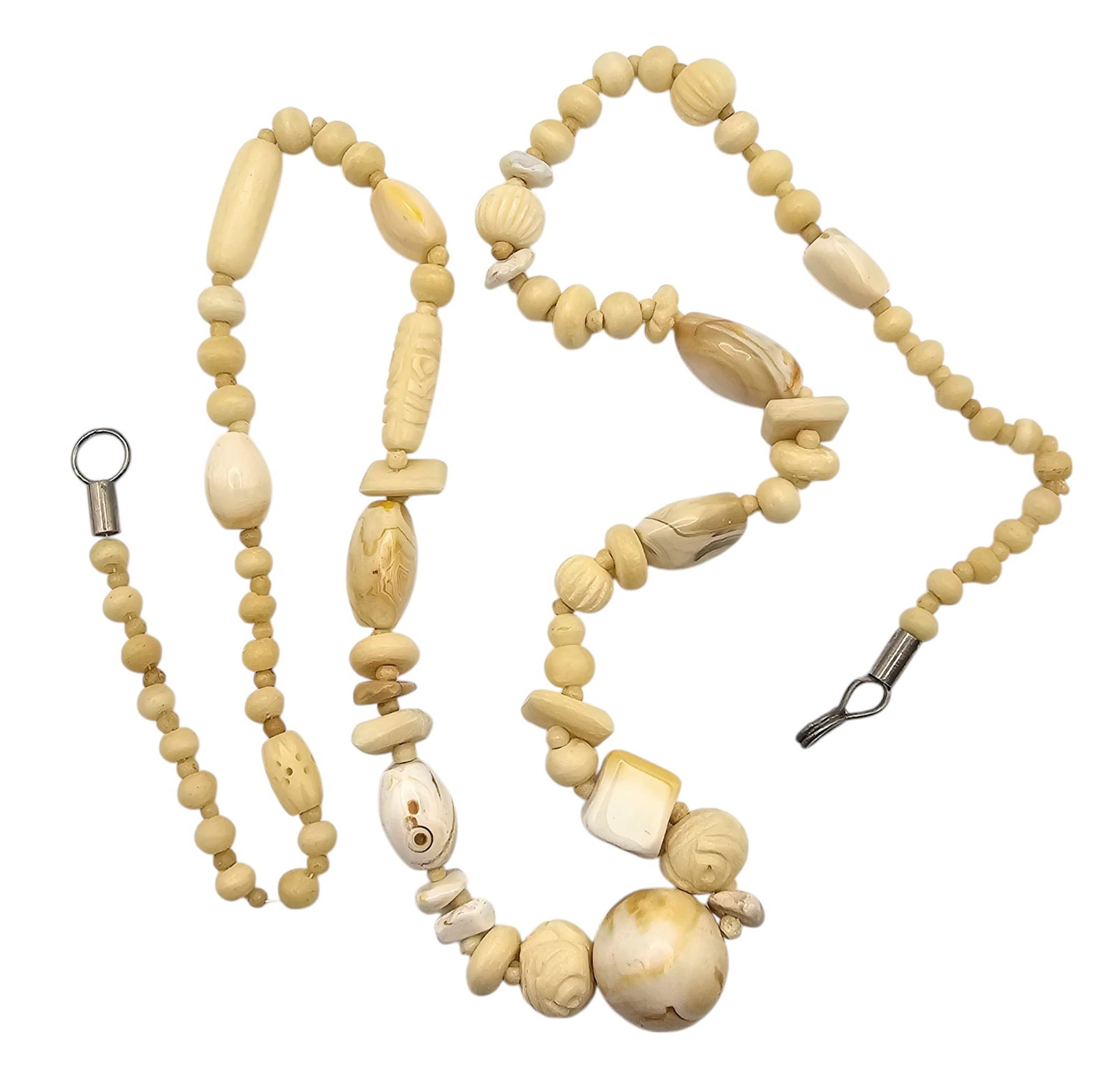 Agate Bone Carved Bead Necklace: Agate Bone Carved Bead Necklace