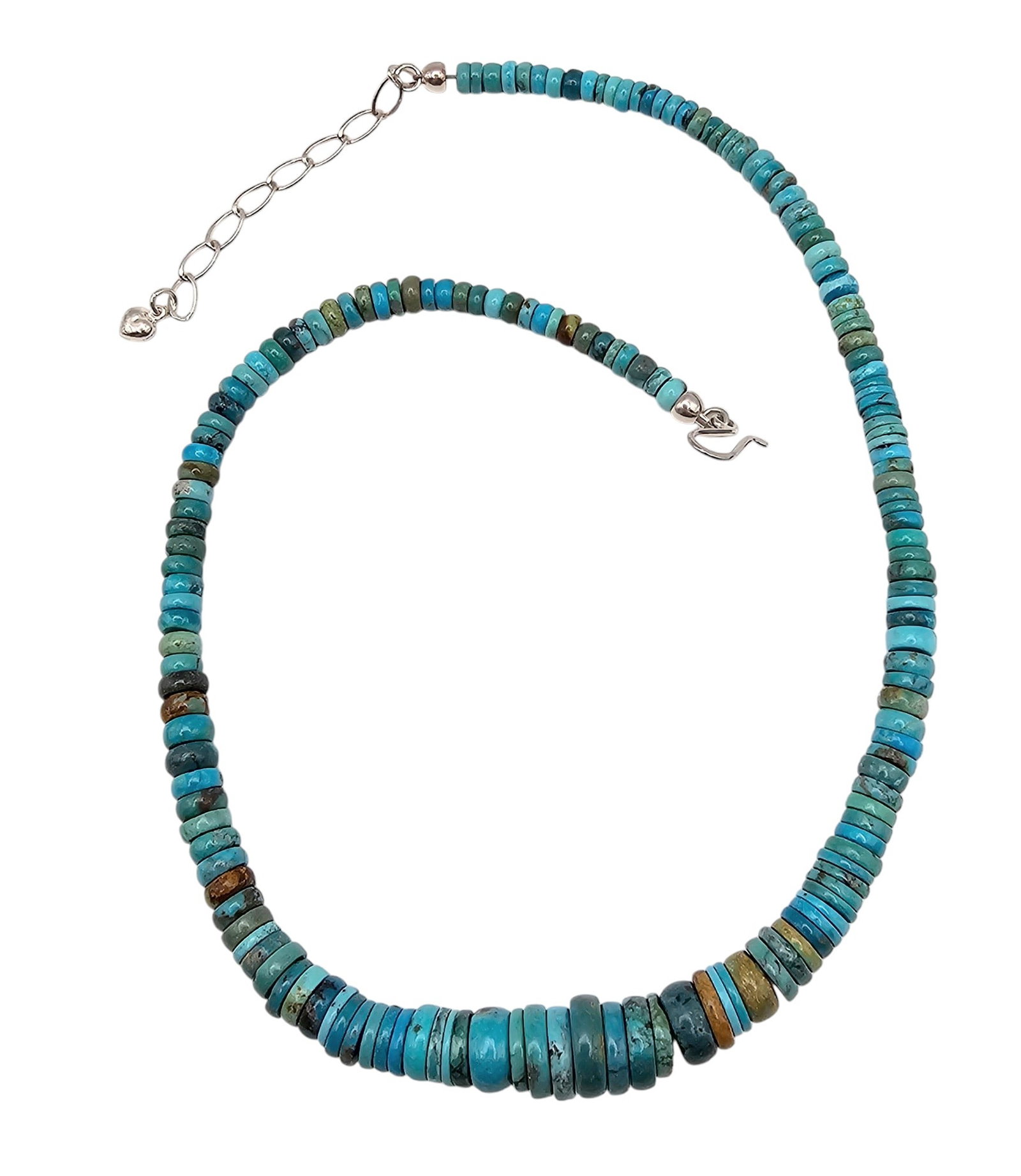 Jay King Mine Finds Graduated Turquoise Disk Sterling Silver Necklace: Jay King Mine Finds Graduated Turquoise Disk Sterling Silver Necklace 36.5 G