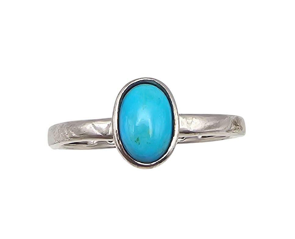 Southwestern Turquoise Sterling Silver Ring Size 7.75 (1 of 4)