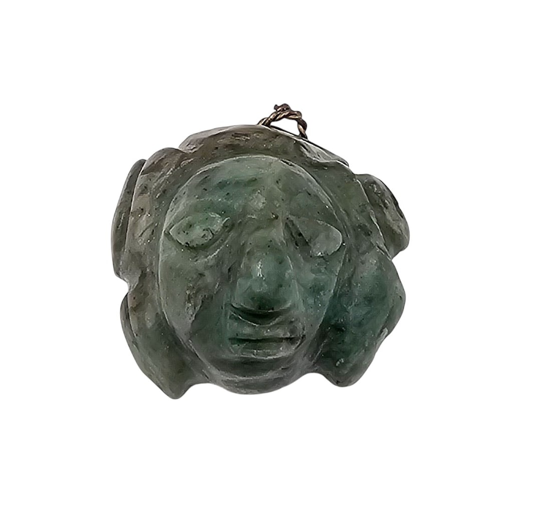 Carved Turquoise Aztec/Mayan Style Face Pendant (1 of 5)