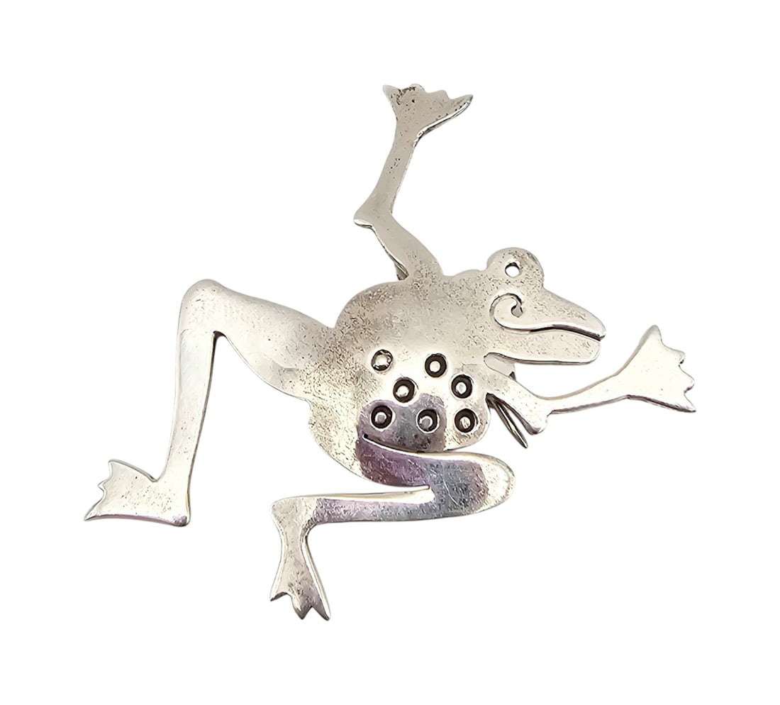 Far Fetched Mexico Sterling Silver Frog Brooch (1 of 4)
