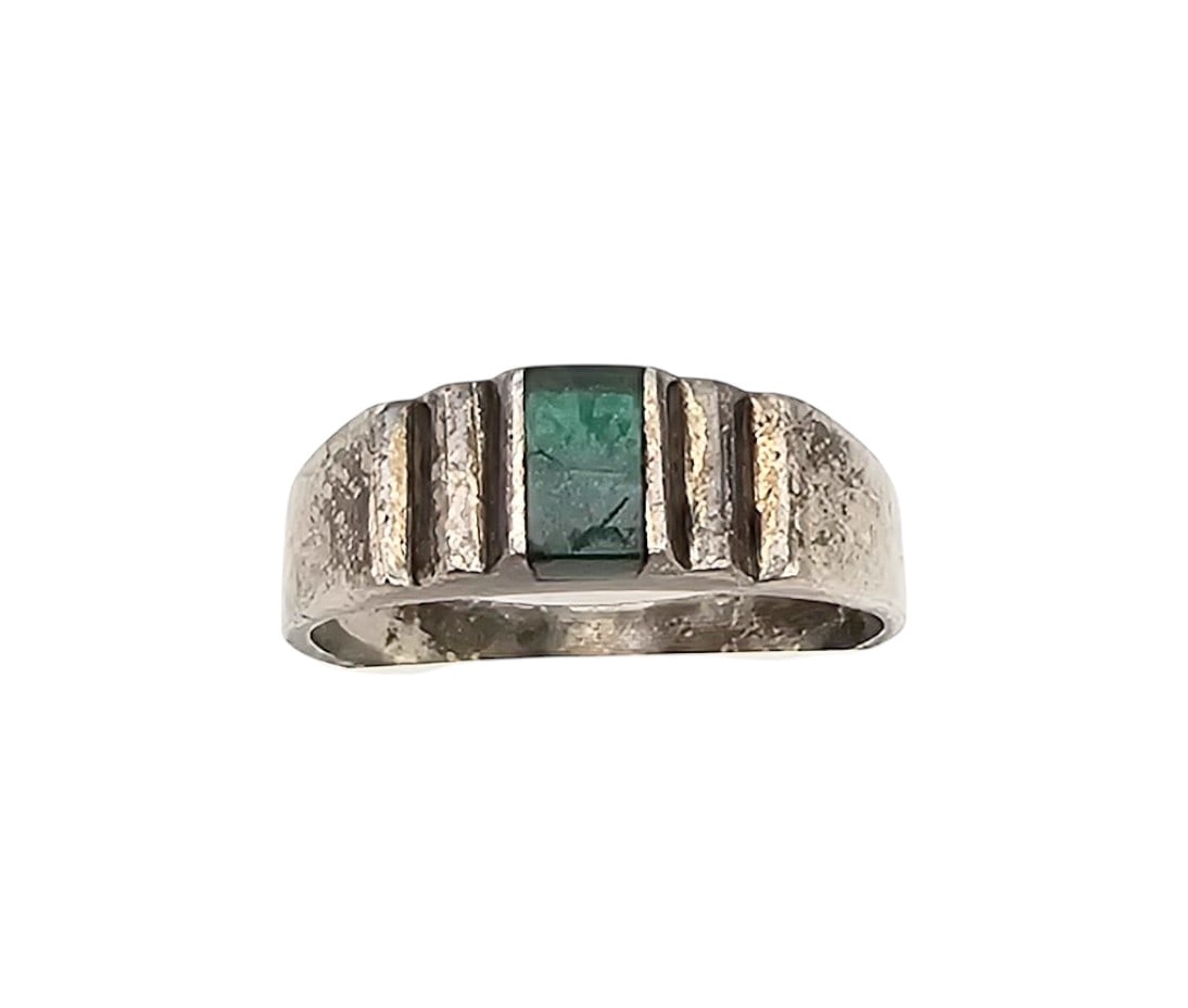 Mexico Taxco TC-104 Malachite Sterling Silver Ring Size 8.5: Mexico Taxco TC-104 Malachite Sterling Silver Ring Size 8.5 5 G