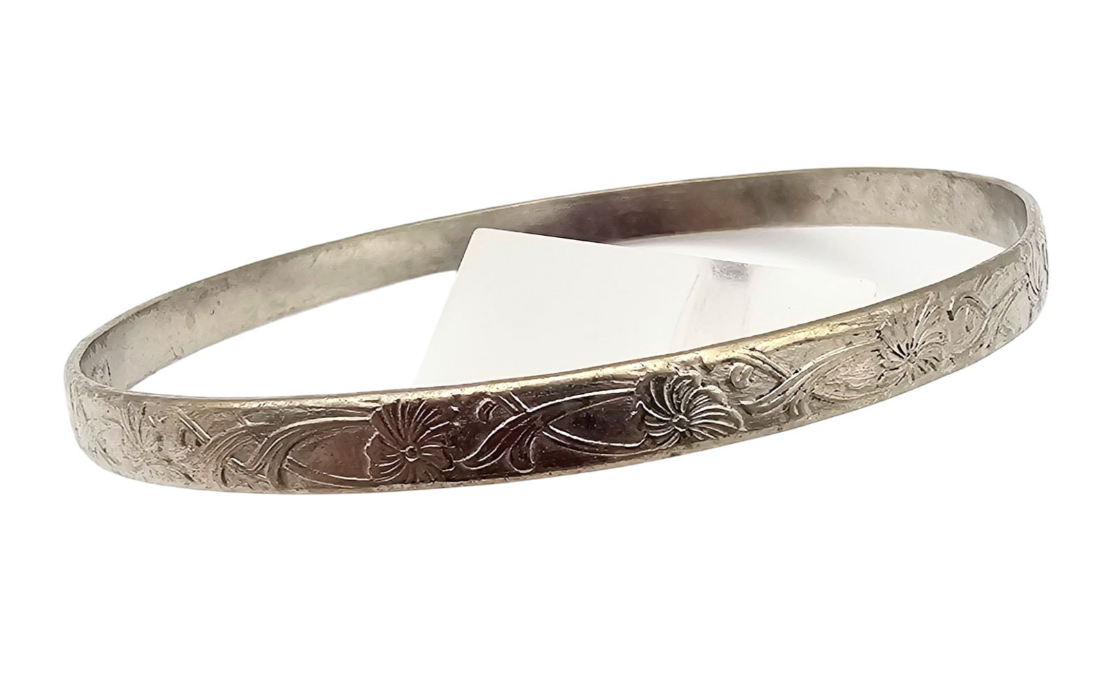 Mexico Sterling Silver Floral Design Bangle Bracelet (1 of 4)