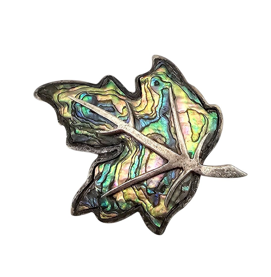 Abalone Sterling Silver Leaf Brooch (1 of 4)