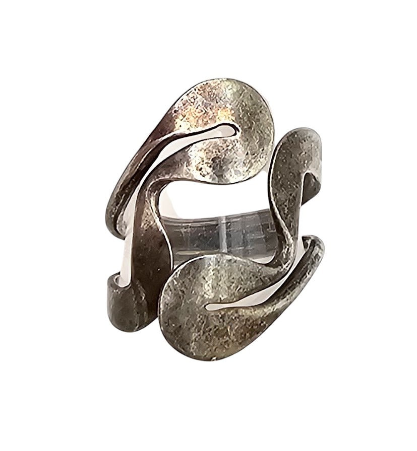 Mexico Taxco TD-27 Sterling Silver Modernist Ring Size 6: Mexico Taxco TD-27 Sterling Silver Modernist Ring Size 6 3.8 G